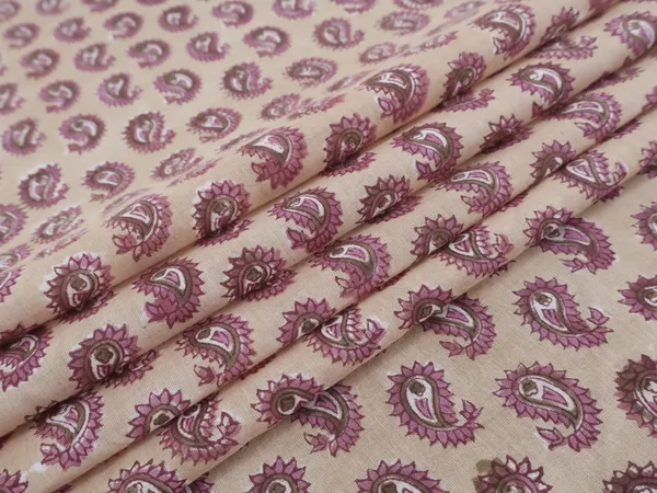 Brown_Cotton_Traditional_Floral_Hand_Block_Print_Unstiched_Material_For_Men's_Kurta_Shirts_&_Women's_Kurti_and_Other_Dress_Material