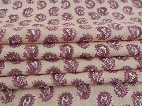 Brown_Cotton_Traditional_Floral_Hand_Block_Print_Unstiched_Material_For_Men's_Kurta_Shirts_&_Women's_Kurti_and_Other_Dress_Material