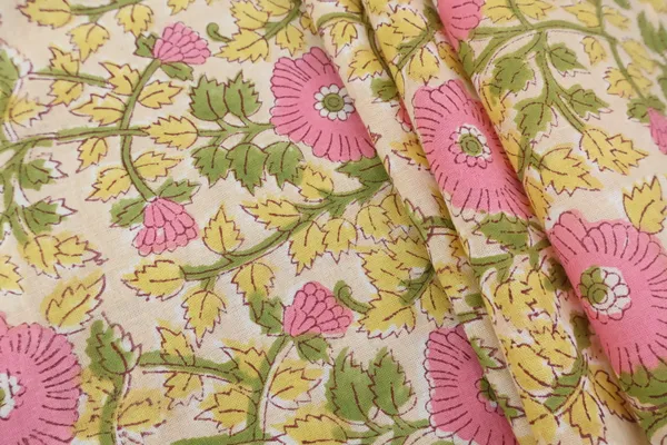 Pink_Cotton_Traditional_Floral_Hand_Block_Print_Unstiched_Material_For_Men's_Kurta_Shirts_&_Women's_Kurti_and_Other_Dress_Material