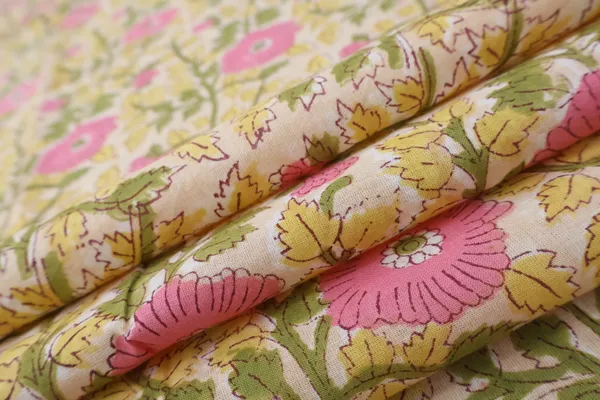 Pink_Cotton_Traditional_Floral_Hand_Block_Print_Unstiched_Material_For_Men's_Kurta_Shirts_&_Women's_Kurti_and_Other_Dress_Material