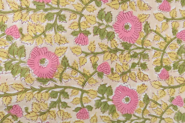 Pink_Cotton_Traditional_Floral_Hand_Block_Print_Unstiched_Material_For_Men's_Kurta_Shirts_&_Women's_Kurti_and_Other_Dress_Material