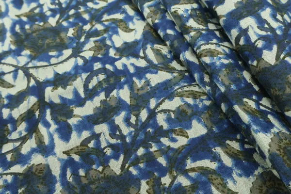 Blue_Cotton_Traditional_Floral_Hand_Block_Print_Unstiched_Material_For_Men's_Kurta_Shirts_&_Women's_Kurti_and_Other_Dress_Material