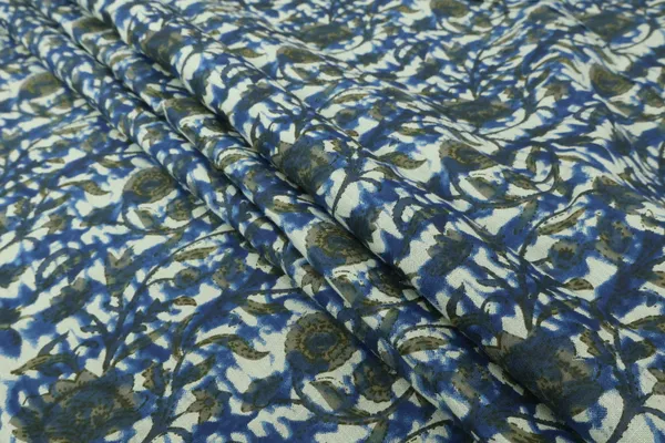 Blue_Cotton_Traditional_Floral_Hand_Block_Print_Unstiched_Material_For_Men's_Kurta_Shirts_&_Women's_Kurti_and_Other_Dress_Material