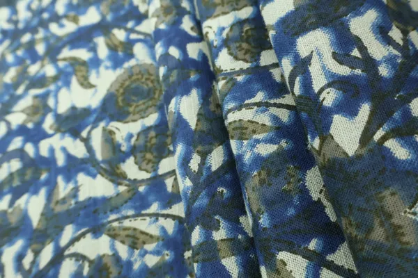 Blue_Cotton_Traditional_Floral_Hand_Block_Print_Unstiched_Material_For_Men's_Kurta_Shirts_&_Women's_Kurti_and_Other_Dress_Material