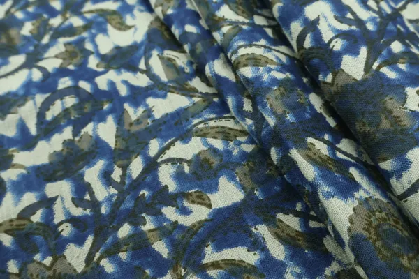 Blue_Cotton_Traditional_Floral_Hand_Block_Print_Unstiched_Material_For_Men's_Kurta_Shirts_&_Women's_Kurti_and_Other_Dress_Material