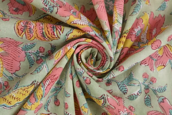 Green_Cotton_Traditional_Floral_Hand_Block_Print_Unstiched_Material_For_Men's_Kurta_Shirts_&_Women's_Kurti_and_Other_Dress_Material