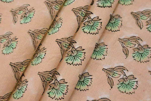Orange_Cotton_Traditional_Floral_Hand_Block_Print_Unstiched_Material_For_Men's_Kurta_Shirts_&_Women's_Kurti_and_Other_Dress_Material