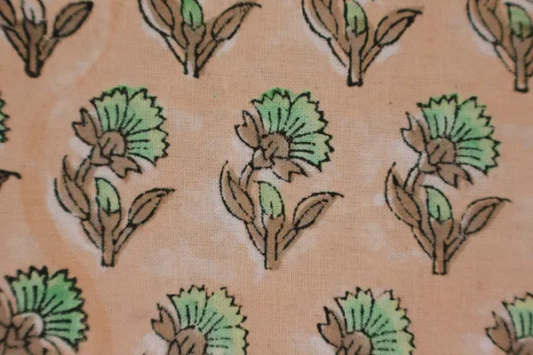 Orange_Cotton_Traditional_Floral_Hand_Block_Print_Unstiched_Material_For_Men's_Kurta_Shirts_&_Women's_Kurti_and_Other_Dress_Material