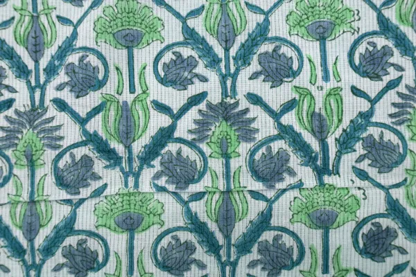 Blue_Cotton_Traditional_Floral_Hand_Block_Print_Unstiched_Material_For_Men's_Kurta_Shirts_&_Women's_Kurti_and_Other_Dress_Material