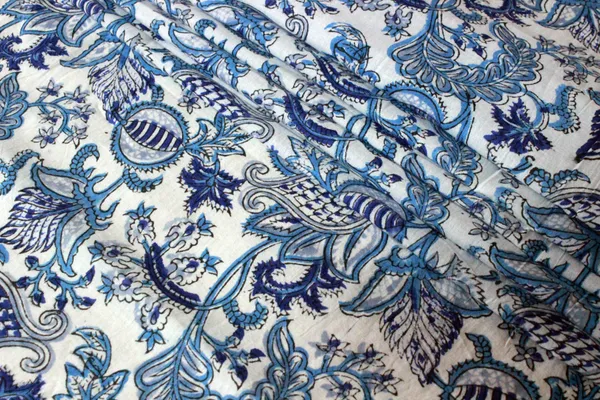 Blue_Cotton_Traditional_Floral_Hand_Block_Print_Unstiched_Material_For_Men's_Kurta_Shirts_&_Women's_Kurti_and_Other_Dress_Material|1357