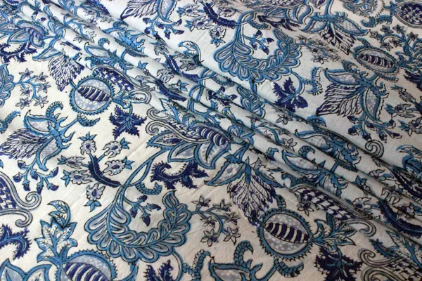 Blue_Cotton_Traditional_Floral_Hand_Block_Print_Unstiched_Material_For_Men's_Kurta_Shirts_&_Women's_Kurti_and_Other_Dress_Material|1357