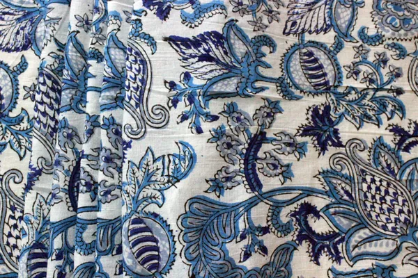 Blue_Cotton_Traditional_Floral_Hand_Block_Print_Unstiched_Material_For_Men's_Kurta_Shirts_&_Women's_Kurti_and_Other_Dress_Material|1357