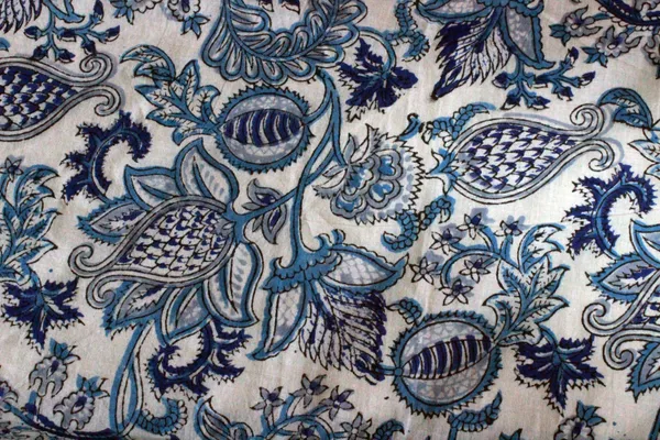 Blue_Cotton_Traditional_Floral_Hand_Block_Print_Unstiched_Material_For_Men's_Kurta_Shirts_&_Women's_Kurti_and_Other_Dress_Material|1357