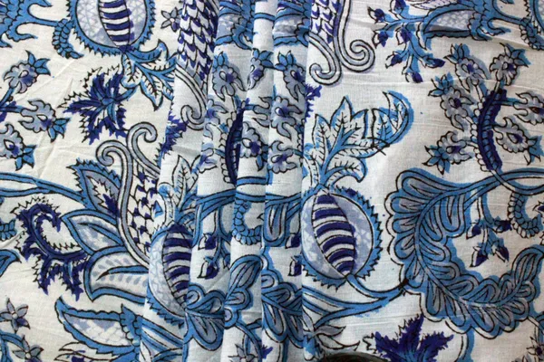 Blue_Cotton_Traditional_Floral_Hand_Block_Print_Unstiched_Material_For_Men's_Kurta_Shirts_&_Women's_Kurti_and_Other_Dress_Material|1357