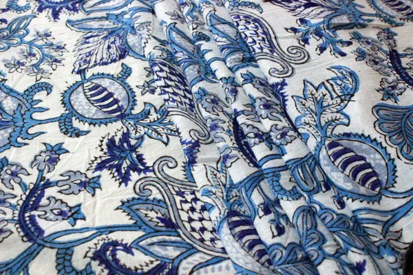 Blue_Cotton_Traditional_Floral_Hand_Block_Print_Unstiched_Material_For_Men's_Kurta_Shirts_&_Women's_Kurti_and_Other_Dress_Material|1357