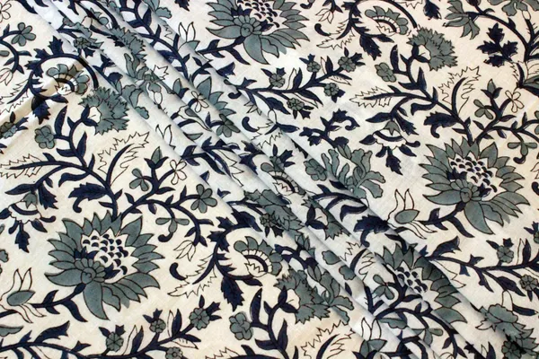 Blue_Cotton_Traditional_Floral_Hand_Block_Print_Unstiched_Material_For_Men's_Kurta_Shirts_&_Women's_Kurti_and_Other_Dress_Material|1358