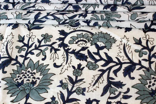 Blue_Cotton_Traditional_Floral_Hand_Block_Print_Unstiched_Material_For_Men's_Kurta_Shirts_&_Women's_Kurti_and_Other_Dress_Material|1358