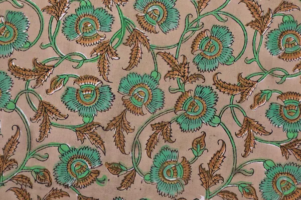 Orange_Cotton_Traditional_Floral_Hand_Block_Print_Unstiched_Material_For_Men's_Kurta_Shirts_&_Women's_Kurti_and_Other_Dress_Material