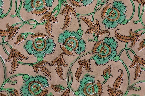 Orange_Cotton_Traditional_Floral_Hand_Block_Print_Unstiched_Material_For_Men's_Kurta_Shirts_&_Women's_Kurti_and_Other_Dress_Material