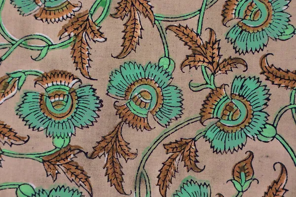 Orange_Cotton_Traditional_Floral_Hand_Block_Print_Unstiched_Material_For_Men's_Kurta_Shirts_&_Women's_Kurti_and_Other_Dress_Material