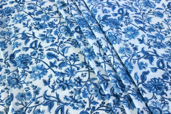 Blue_Cotton_Traditional_Floral_Hand_Block_Print_Unstiched_Material_For_Men's_Kurta_Shirts_&_Women's_Kurti_and_Other_Dress_Material