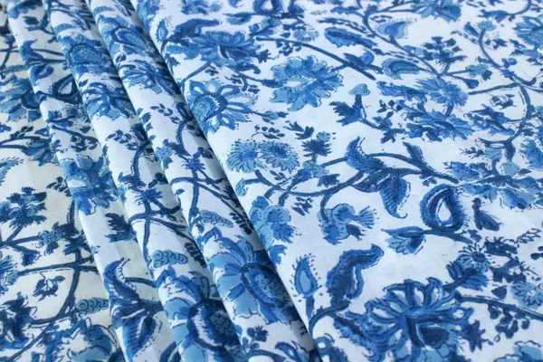 Blue_Cotton_Traditional_Floral_Hand_Block_Print_Unstiched_Material_For_Men's_Kurta_Shirts_&_Women's_Kurti_and_Other_Dress_Material