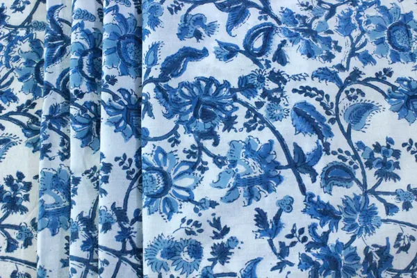 Blue_Cotton_Traditional_Floral_Hand_Block_Print_Unstiched_Material_For_Men's_Kurta_Shirts_&_Women's_Kurti_and_Other_Dress_Material