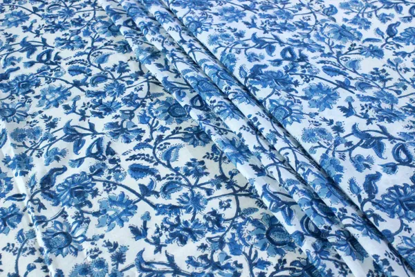 Blue_Cotton_Traditional_Floral_Hand_Block_Print_Unstiched_Material_For_Men's_Kurta_Shirts_&_Women's_Kurti_and_Other_Dress_Material