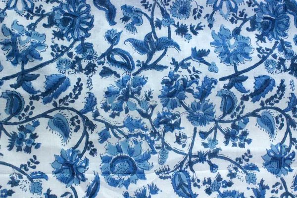Blue_Cotton_Traditional_Floral_Hand_Block_Print_Unstiched_Material_For_Men's_Kurta_Shirts_&_Women's_Kurti_and_Other_Dress_Material
