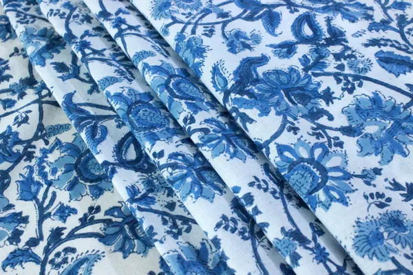 Blue_Cotton_Traditional_Floral_Hand_Block_Print_Unstiched_Material_For_Men's_Kurta_Shirts_&_Women's_Kurti_and_Other_Dress_Material