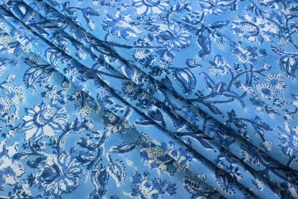 Blue_Cotton_Traditional_Floral_Hand_Block_Print_Unstiched_Material_For_Men's_Kurta_Shirts_&_Women's_Kurti_and_Other_Dress_Material|1375