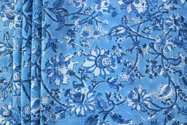 Blue_Cotton_Traditional_Floral_Hand_Block_Print_Unstiched_Material_For_Men's_Kurta_Shirts_&_Women's_Kurti_and_Other_Dress_Material|1375