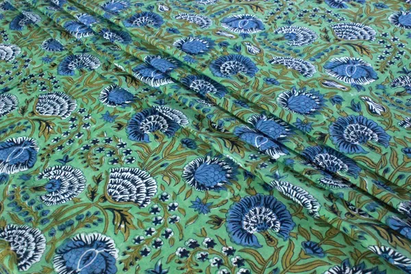 Green_Cotton_Traditional_Floral_Hand_Block_Print_Unstiched_Material_For_Men's_Kurta_Shirts_&_Women's_Kurti_and_Other_Dress_Material|1376
