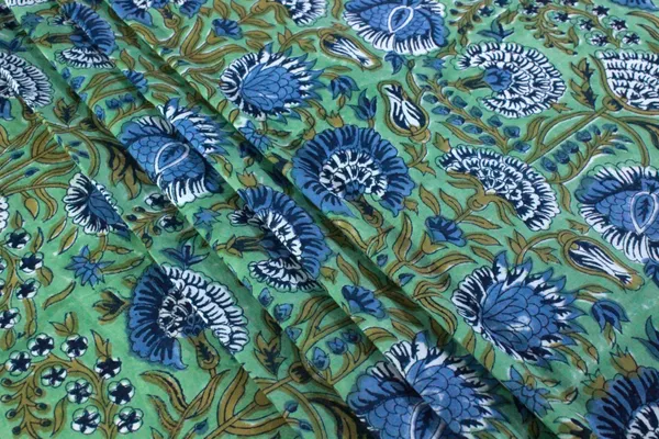 Green_Cotton_Traditional_Floral_Hand_Block_Print_Unstiched_Material_For_Men's_Kurta_Shirts_&_Women's_Kurti_and_Other_Dress_Material|1376
