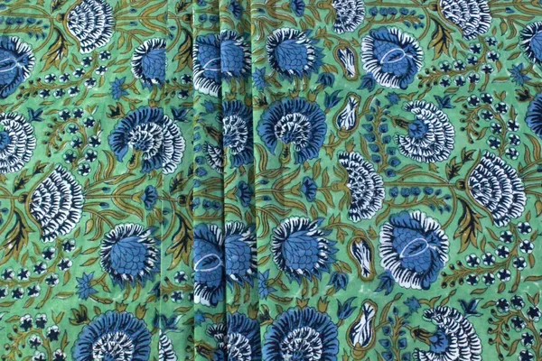 Green_Cotton_Traditional_Floral_Hand_Block_Print_Unstiched_Material_For_Men's_Kurta_Shirts_&_Women's_Kurti_and_Other_Dress_Material|1376