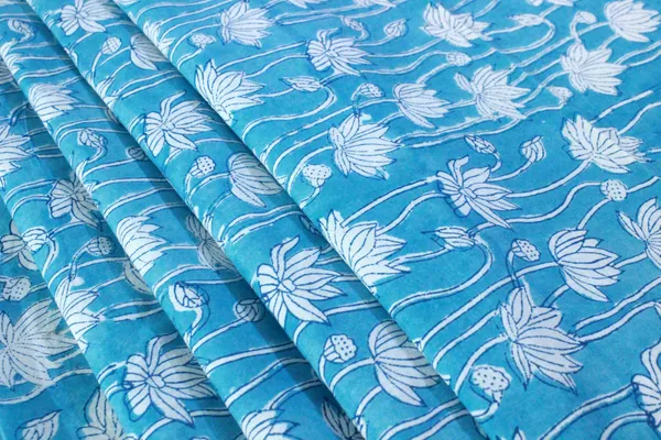 Blue_Cotton_Traditional_Floral_Hand_Block_Print_Unstiched_Material_For_Men's_Kurta_Shirts_&_Women's_Kurti_and_Other_Dress_Material|1378