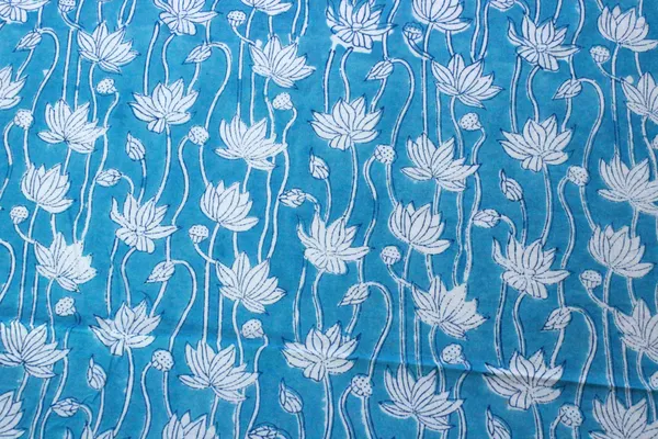 Blue_Cotton_Traditional_Floral_Hand_Block_Print_Unstiched_Material_For_Men's_Kurta_Shirts_&_Women's_Kurti_and_Other_Dress_Material|1378
