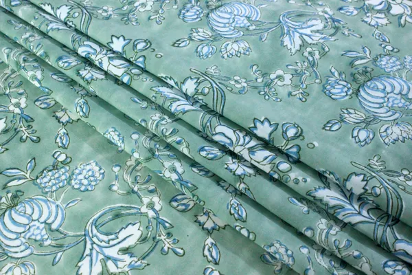Green_Cotton_Traditional_Floral_Hand_Block_Print_Unstiched_Material_For_Men's_Kurta_Shirts_&_Women's_Kurti_and_Other_Dress_Material|1380
