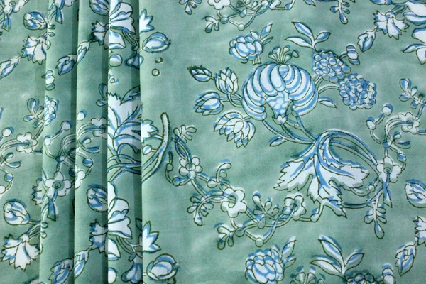 Green_Cotton_Traditional_Floral_Hand_Block_Print_Unstiched_Material_For_Men's_Kurta_Shirts_&_Women's_Kurti_and_Other_Dress_Material|1380
