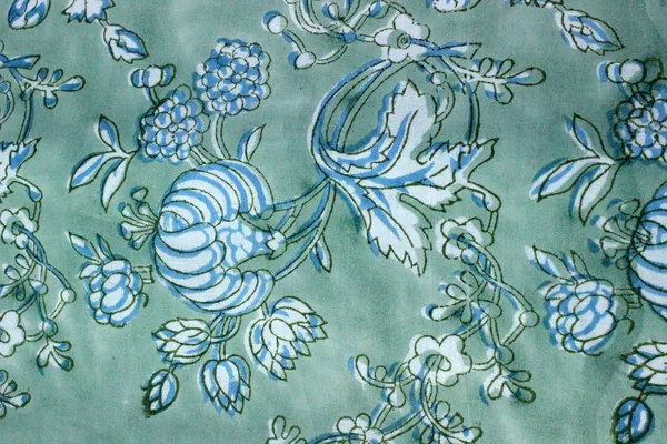 Green_Cotton_Traditional_Floral_Hand_Block_Print_Unstiched_Material_For_Men's_Kurta_Shirts_&_Women's_Kurti_and_Other_Dress_Material|1380