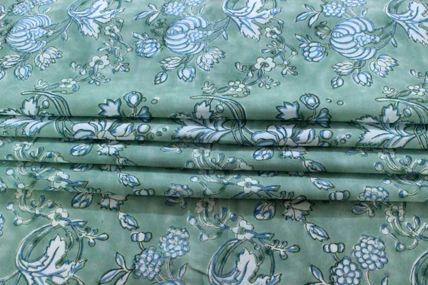 Green_Cotton_Traditional_Floral_Hand_Block_Print_Unstiched_Material_For_Men's_Kurta_Shirts_&_Women's_Kurti_and_Other_Dress_Material|1380