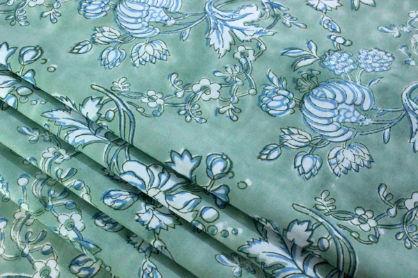 Green_Cotton_Traditional_Floral_Hand_Block_Print_Unstiched_Material_For_Men's_Kurta_Shirts_&_Women's_Kurti_and_Other_Dress_Material|1380