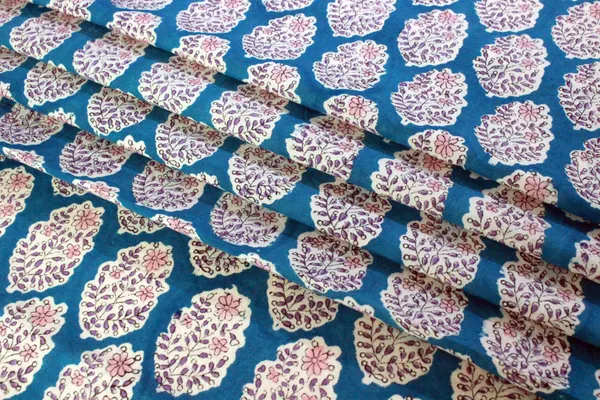 Blue_Cotton_Traditional_Floral_Hand_Block_Print_Unstiched_Material_For_Men's_Kurta_Shirts_&_Women's_Kurti_and_Other_Dress_Material|1381