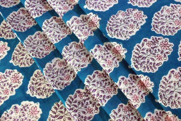 Blue_Cotton_Traditional_Floral_Hand_Block_Print_Unstiched_Material_For_Men's_Kurta_Shirts_&_Women's_Kurti_and_Other_Dress_Material|1381