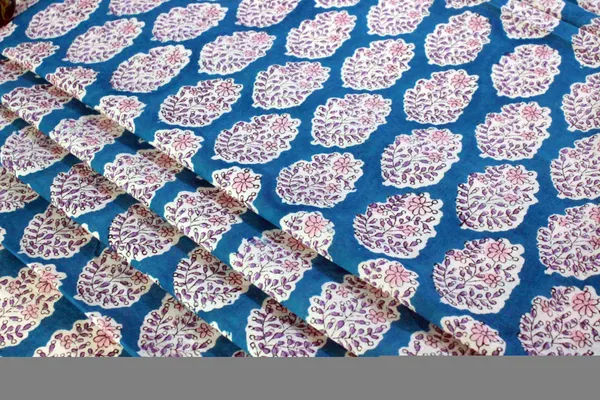 Blue_Cotton_Traditional_Floral_Hand_Block_Print_Unstiched_Material_For_Men's_Kurta_Shirts_&_Women's_Kurti_and_Other_Dress_Material|1381