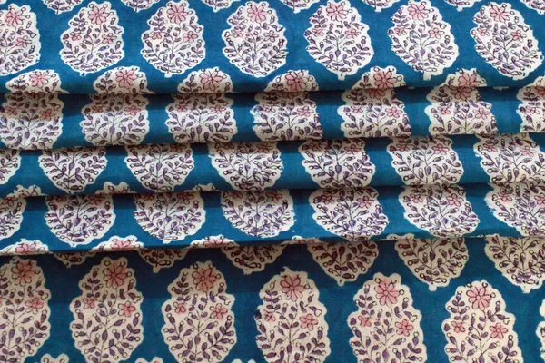 Blue_Cotton_Traditional_Floral_Hand_Block_Print_Unstiched_Material_For_Men's_Kurta_Shirts_&_Women's_Kurti_and_Other_Dress_Material|1381