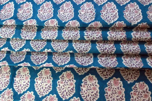 Blue_Cotton_Traditional_Floral_Hand_Block_Print_Unstiched_Material_For_Men's_Kurta_Shirts_&_Women's_Kurti_and_Other_Dress_Material|1381