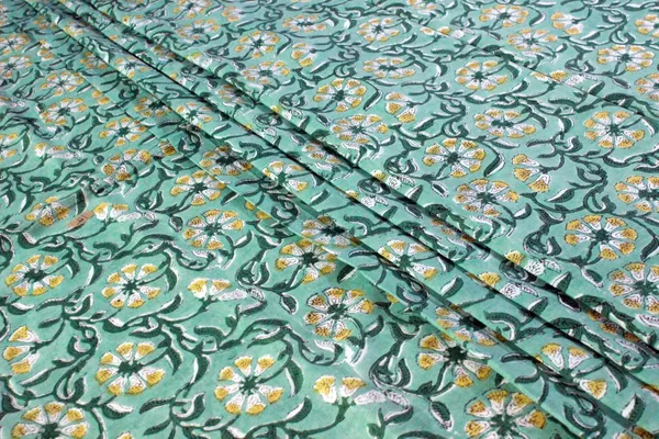 Green_Cotton_Traditional_Floral_Hand_Block_Print_Unstiched_Material_For_Men's_Kurta_Shirts_&_Women's_Kurti_and_Other_Dress_Material|1383