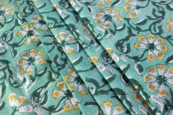Green_Cotton_Traditional_Floral_Hand_Block_Print_Unstiched_Material_For_Men's_Kurta_Shirts_&_Women's_Kurti_and_Other_Dress_Material|1383