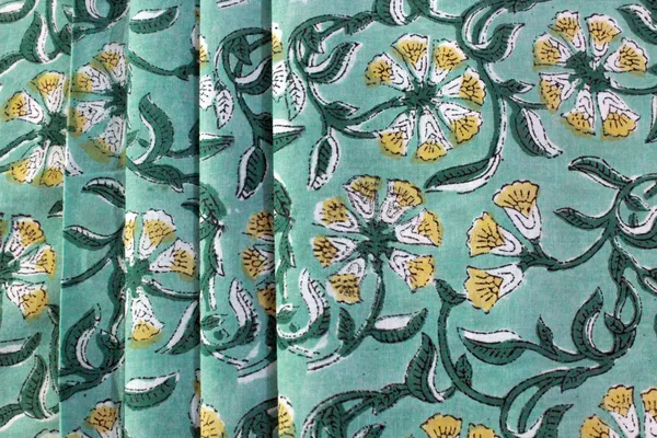 Green_Cotton_Traditional_Floral_Hand_Block_Print_Unstiched_Material_For_Men's_Kurta_Shirts_&_Women's_Kurti_and_Other_Dress_Material|1383